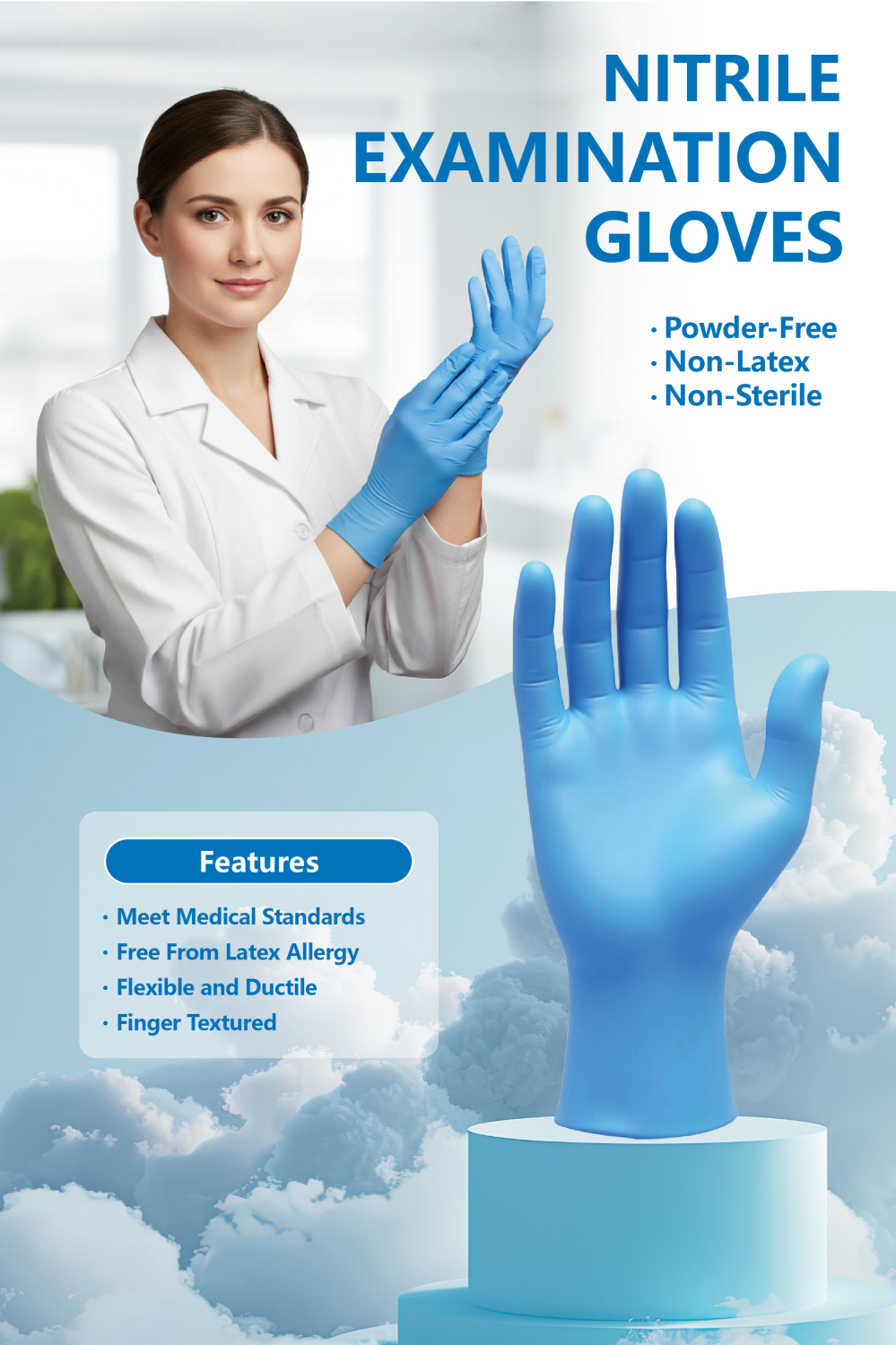 NBR Sky plue Glove