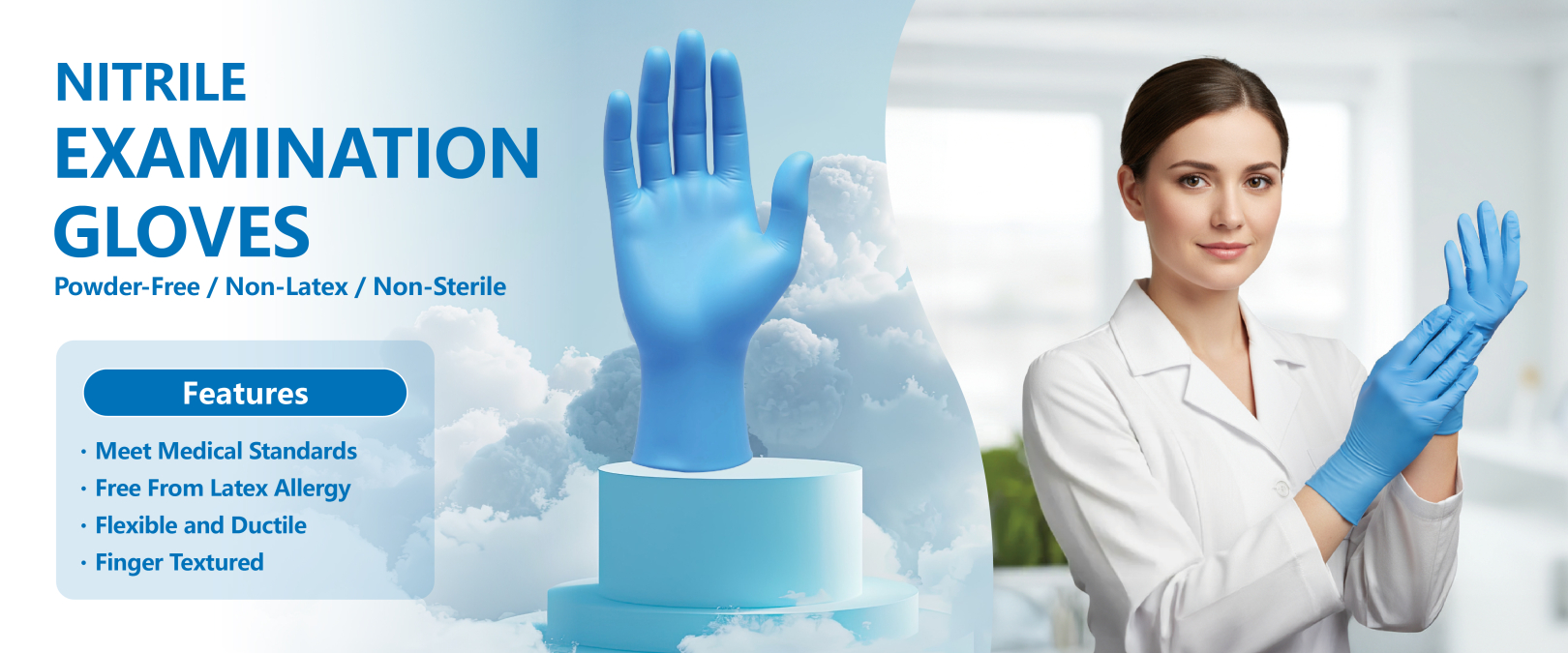 NBR Sky plue Glove